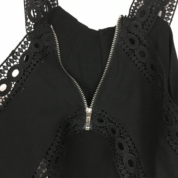 New Lush Lace Trim Black Jumpsuit Size Small - Picture 10 of 13